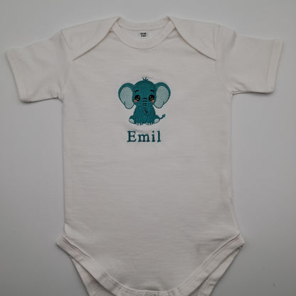 Personalisierter Babybody mit Namen - Elefant