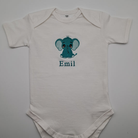 Personalisierter Babybody mit Namen - Elefant