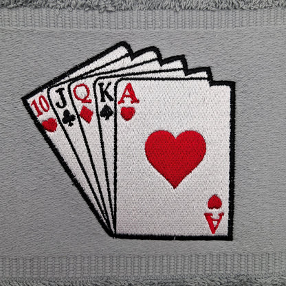 Personalisiertes Handtuch mit Spielkarten und Wunschnamen