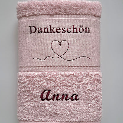 Personalisiertes Handtuch mit Herz - Wunschtext & Wunschname