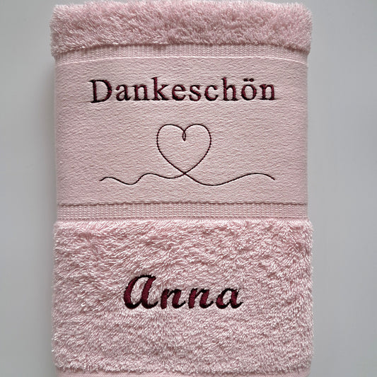 Personalisiertes Handtuch mit Herz - Wunschtext & Wunschname