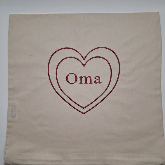 Kissenbezug "Oma - Doppelherz" 40 x 40 cm (ohne Innenkissen)