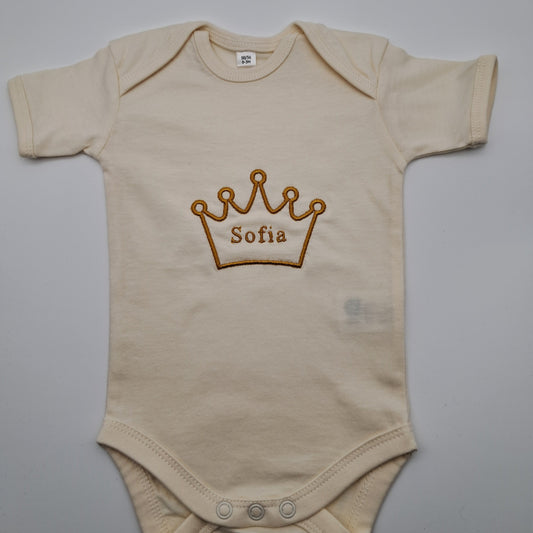 Personalisierter Babybody mit Name - Krone
