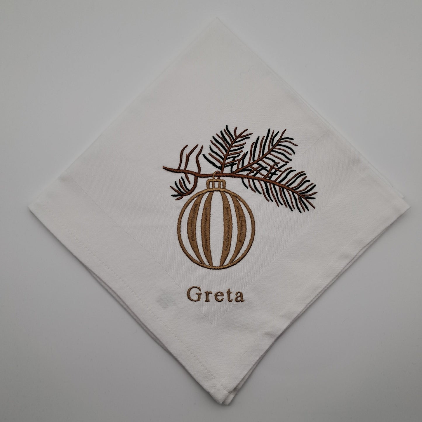 Bestickte Stoffserviette mit Weihnachtsmotiv & Name