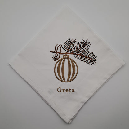 Bestickte Stoffserviette mit Weihnachtsmotiv & Name