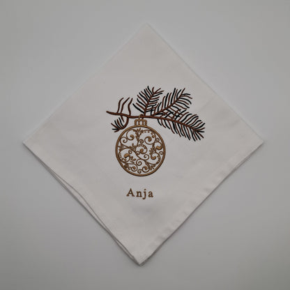 Bestickte Stoffserviette mit Weihnachtsmotiv & Name