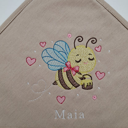 Personalisiertes Kapuzenhandtuch mit Bienen-Stickerei & Namen