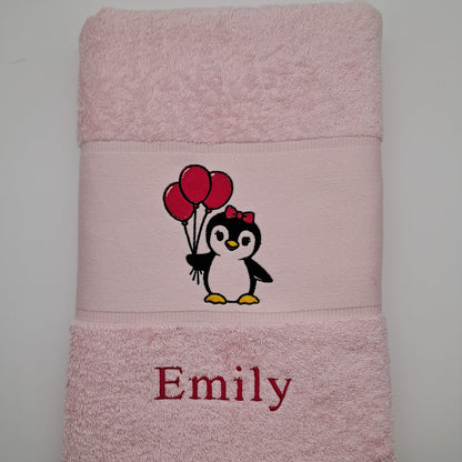 Handtuch/Duschtuch mit Pinguin
