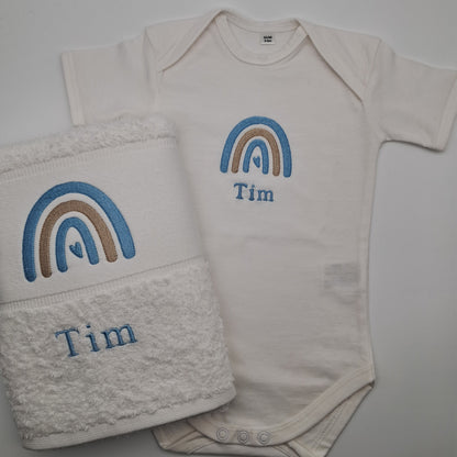 Personalisiertes Babyset - Regenbogen (Body & Handtuch)