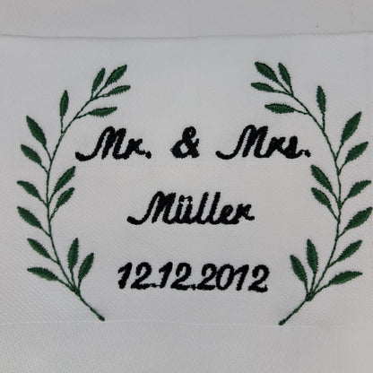 Bestickte Stoffservietten "Mr. & Mrs."