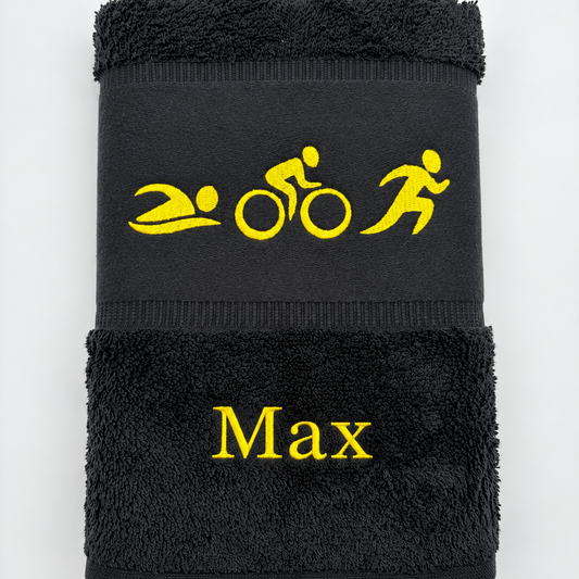 Personalisiertes Triathlon-Handtuch mit Wunschname