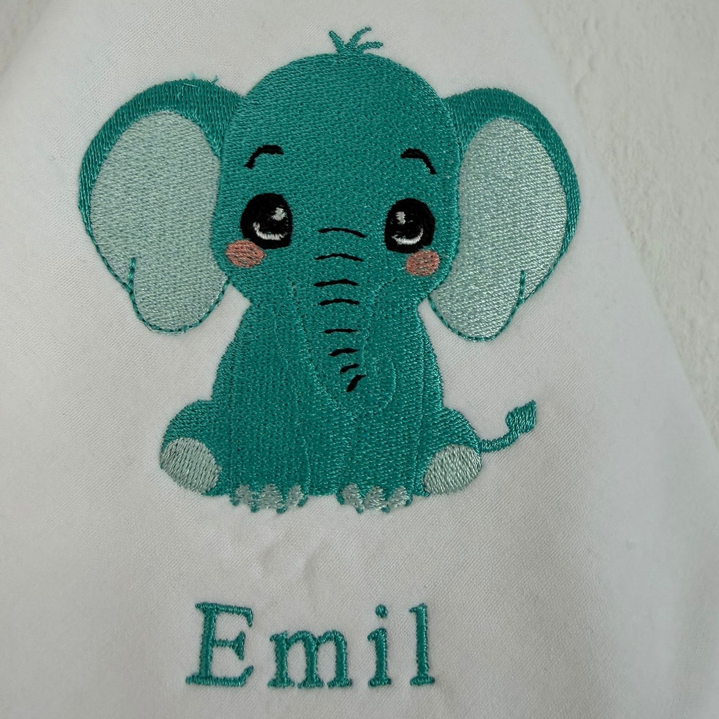 Personalisiertes Kapuzenhandtuch mit Elefant-Stickerei & Name